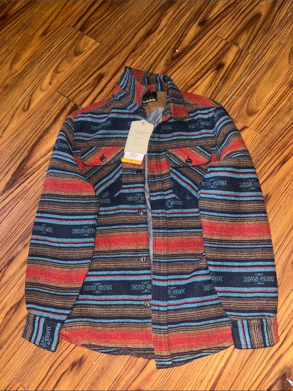 Jachs Striped Button-Front Jacket - Navy, Red & Light Blue